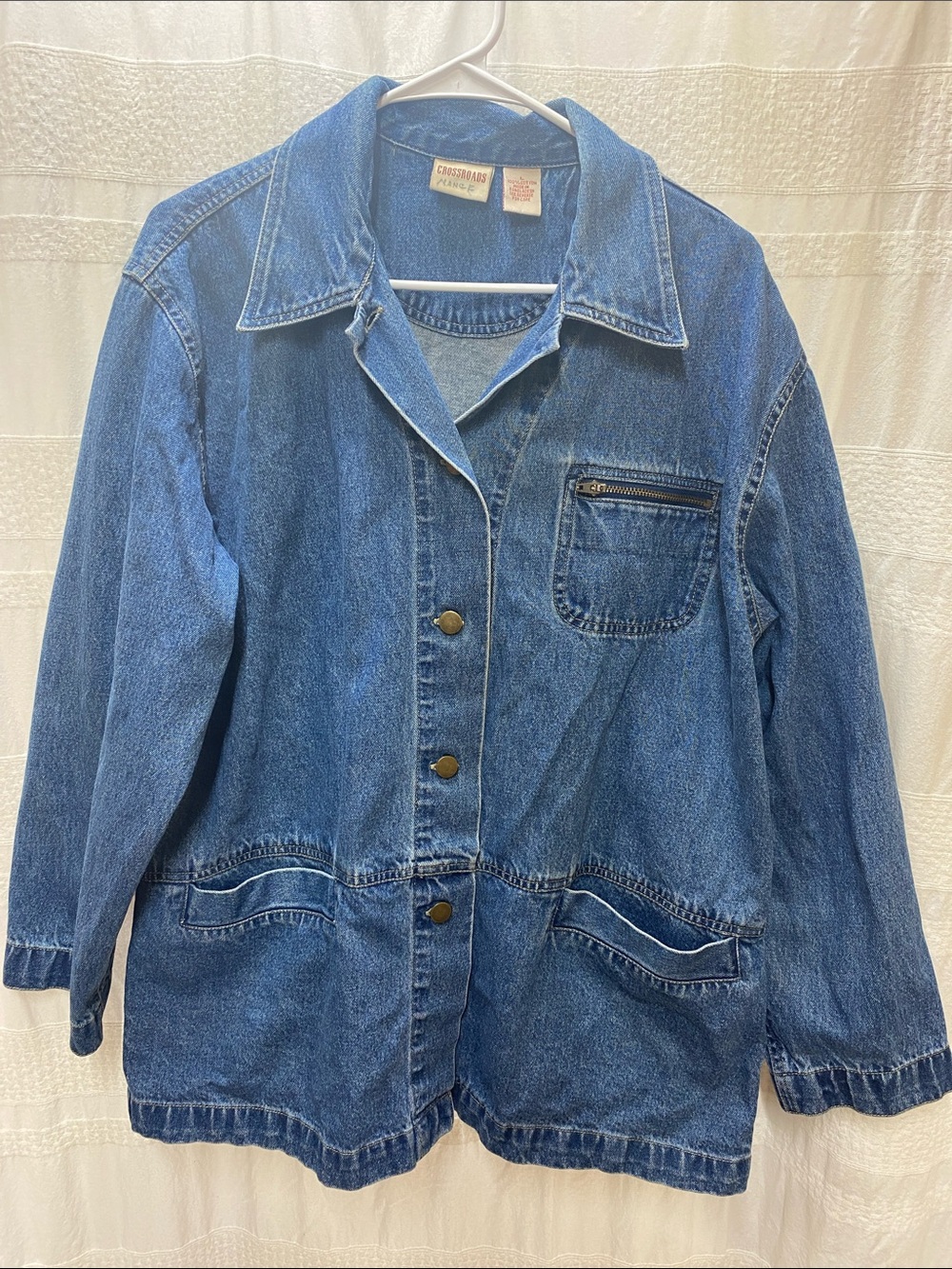 Crossroads Vintage Denim chore jacket size large Jean layer collar country